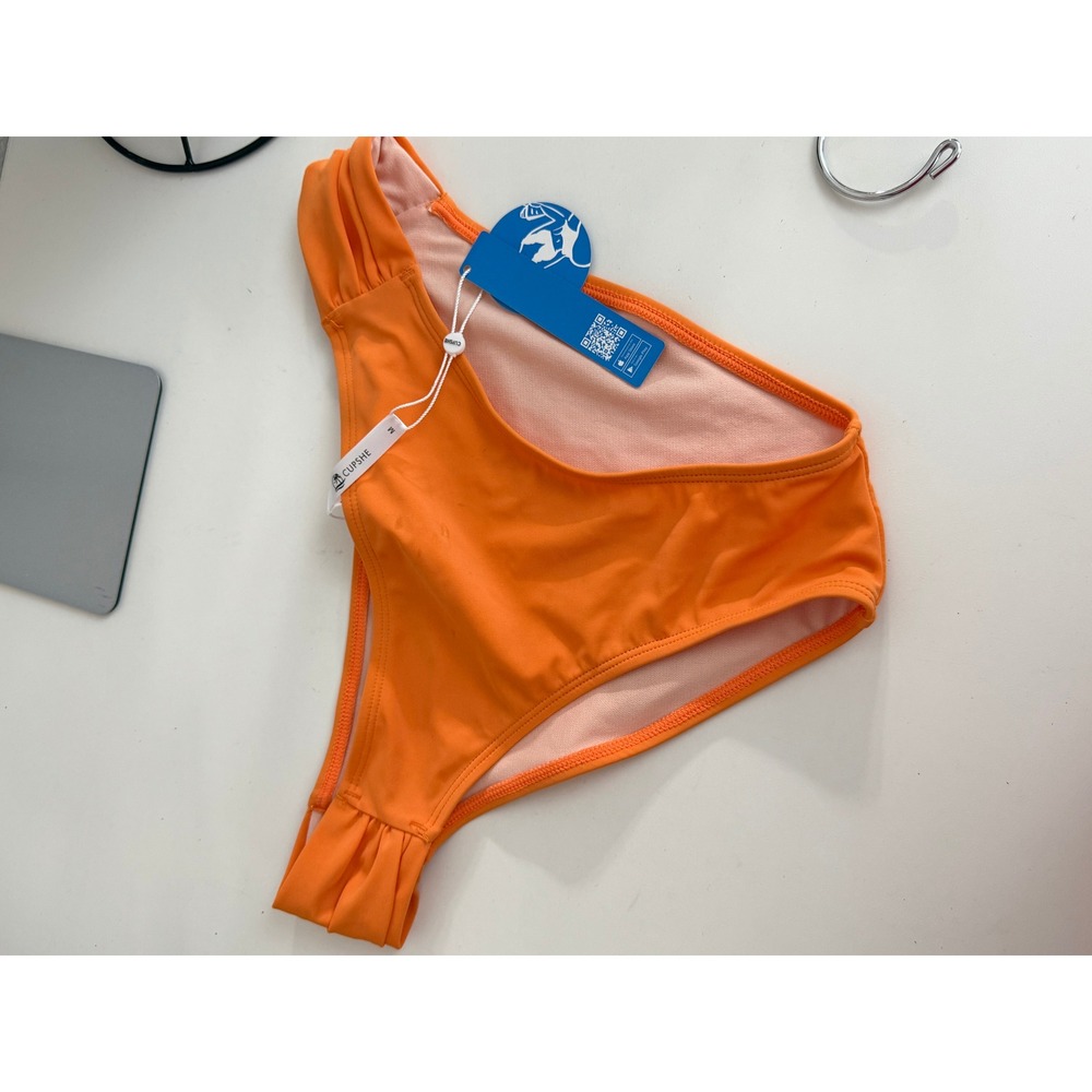 Cupshe Womens Orange Ruched Side Bikini Bottom‎ Swimwear Medium NWT
